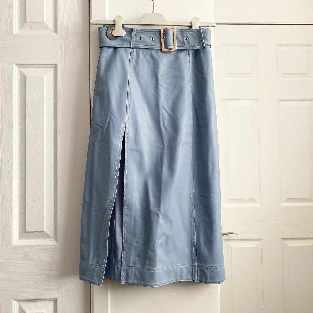 Alice McCall Blue Leather Skirt, size 8UK/4US - Picture 4 of 13